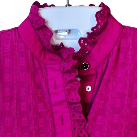 SCOTCH & SODA Schiffli Embroidered A-Line Mini Dress Hot Pink Sz EU 32 / US 2 - Picture 4 of 16